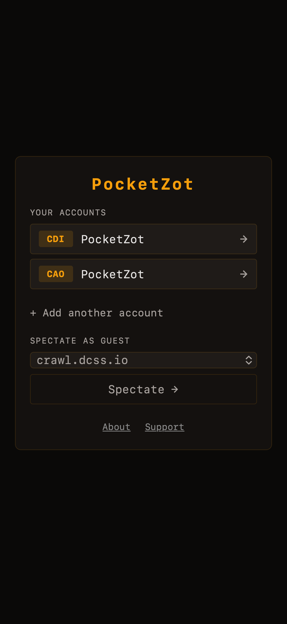 PocketZot account picker